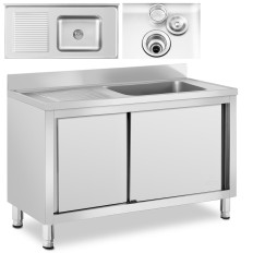 Sink Single Chamber Catering Pool, jossa kaapissa liukuovet oikein 120 x 60 x 95 cm
