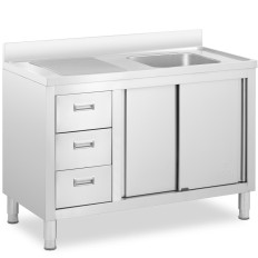 Piscina de catering de una sola cámara con gabinete con puertas correderas cajones de acero 120 x 60 x 94 cm