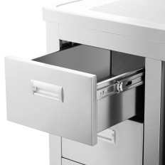 Sink Single-Chamber Catering Basseng med skap med skyvedører Stål skuffer 120 x 60 x 94 cm