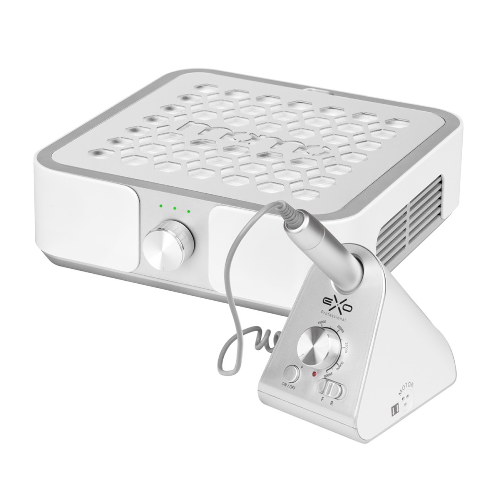 Set Staubabsauger MOMO P30 60W Weiß + Nagelfräser Exo Silent SX7 — zusammen gezeigt