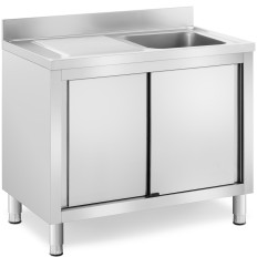 Single-chamber catering sink with cabinet with sliding doors Right 100 x 60 x 94 cm