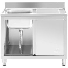 Sink Single-Chamber Catering Basseng med skap med skyvedører Venstre 100 x 60 x 95 cm