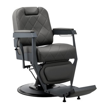 Fauteuil de barbier Gabbiano Bruno gris avec base grise — vue latérale