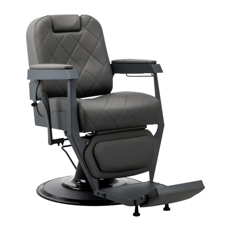 Silla de barbero Gabbiano Bruno gris con base gris — vista lateral