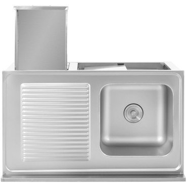 Sink Enkammare Catering Pool med skåp med skjutdörrar Stållådor 100 x 60 x 94,5 cm