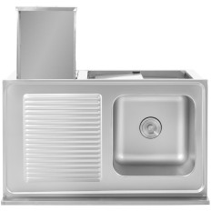 Sink single-chamber catering pool with cabinet with sliding doors steel drawers 100 x 60 x 94.5 cm