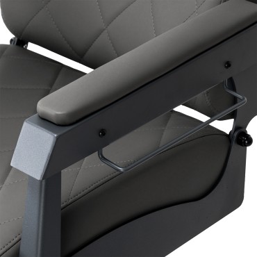 Fauteuil de barbier Gabbiano Bruno gris avec base grise — gros plan accoudoir