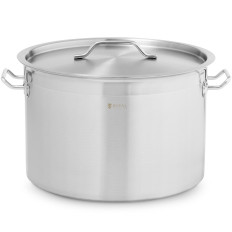 Uma grande panela de aço com um fundo grosso para um fogão de indução de gás halógeno 23 L