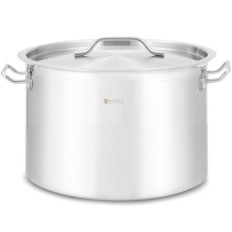 Casserole en acier inoxydable avec couvercle et fond épais pour cuisinière à induction, à gaz et halogène de 17 l.