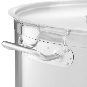 Casserole en acier inoxydable avec couvercle et fond épais pour cuisinière à induction, à gaz et halogène de 17 l.