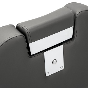 Καρέκλα κουρέα Gabbiano Bruno γκρι με μαύρη βάση — κοντινό κεφάλι