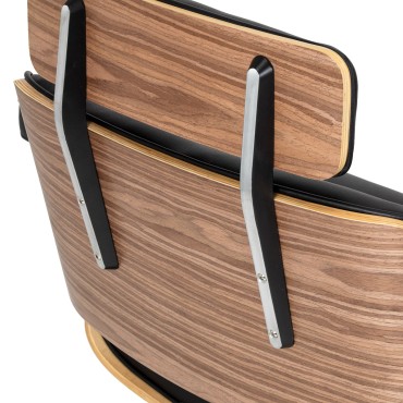 Fauteuil de coiffure Gabbiano Florencja noir et noyer avec base noire — vue arrière