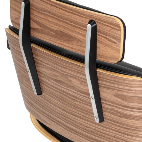 Poltrona da parrucchiere Gabbiano Florencja nera e noce con base nera — vista posteriore