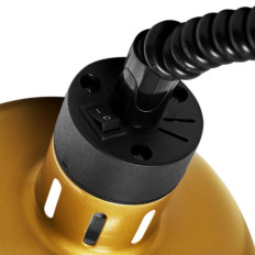 Lampe chauffante pour plats à infrarouge IR suspendue dorée, diamètre 29 cm, 250 W.
