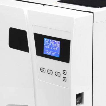 Autoclave medicale Lafomed Premium Line LFSS18AA LCD 18L Classe B con stampante — vista frontale