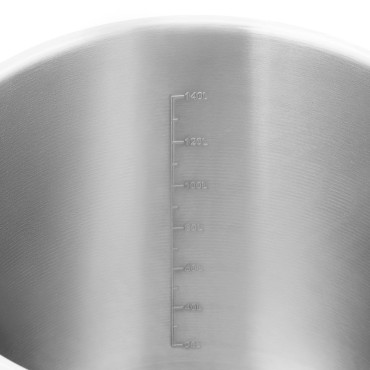 Casserole en acier avec couvercle et mesure pour cuisinière à induction, gaz ou électrique de 170 l.