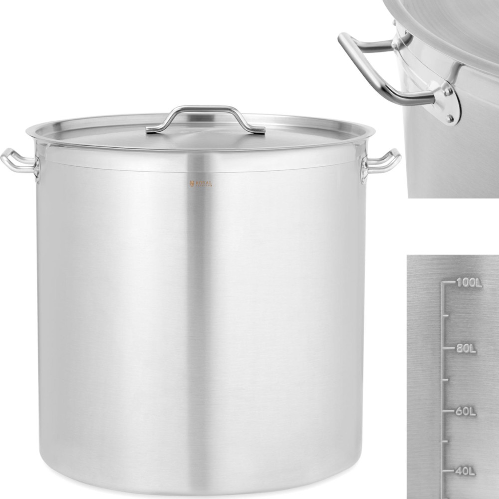 Stalen pot met een deksel meten van een gasinductiekookplaat 130 l