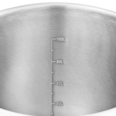 Stålkruka med lock som mäter en gasinduktionskokare 130 l