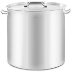 Una olla de acero con una tapa que mide una cocina de inducción de gas 98 l