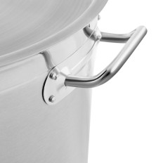 Una olla de acero con una tapa que mide una cocina de inducción de gas 98 l