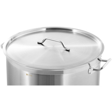 Uma panela de aço com uma tampa que mede um fogão de indução de gás 98 L