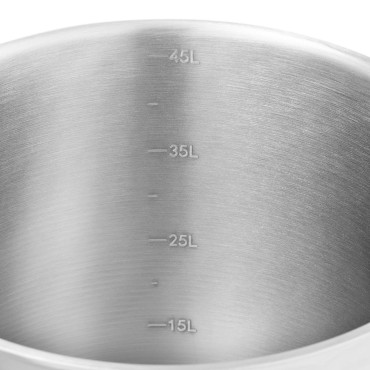 Stålkruka med lock som mäter en elektrisk gasinduktionskokare 50 l