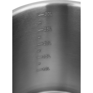 Stålkruka med lock som mäter en gasinduktionsugn 33 l