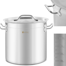 Tērauda pods ar vāku, kas mēra elektrisko gāzu indukcijas cepeškrāsns 12 l