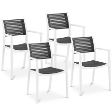 Plastic stol med openwork ryggstøtte på terrassen balkong 4 stk. Svart og hvit