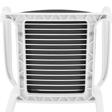 Cadeira plástica com encosto a céu aberto no terraço varanda 4 pcs. Preto e branco