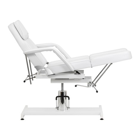 Sillon 210 hydraulinen pedikyyrin kauneustuoli, keinutoiminto ja jaettu jalkatuki, valkoinen — sivu