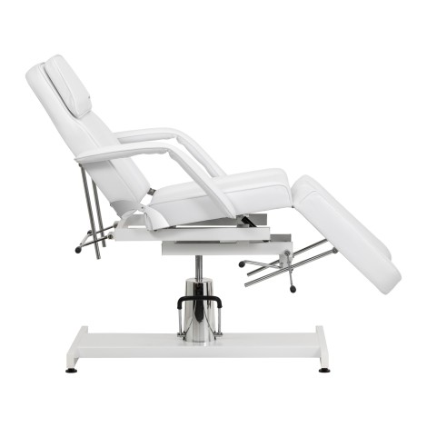 Sillon 210 hydraulinen pedikyyrin kauneustuoli, keinutoiminto ja jaettu jalkatuki, valkoinen — sivu