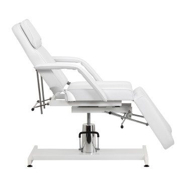 Sillon 210 hydraulinen pedikyyrin kauneustuoli, keinutoiminto ja jaettu jalkatuki, valkoinen — sivu