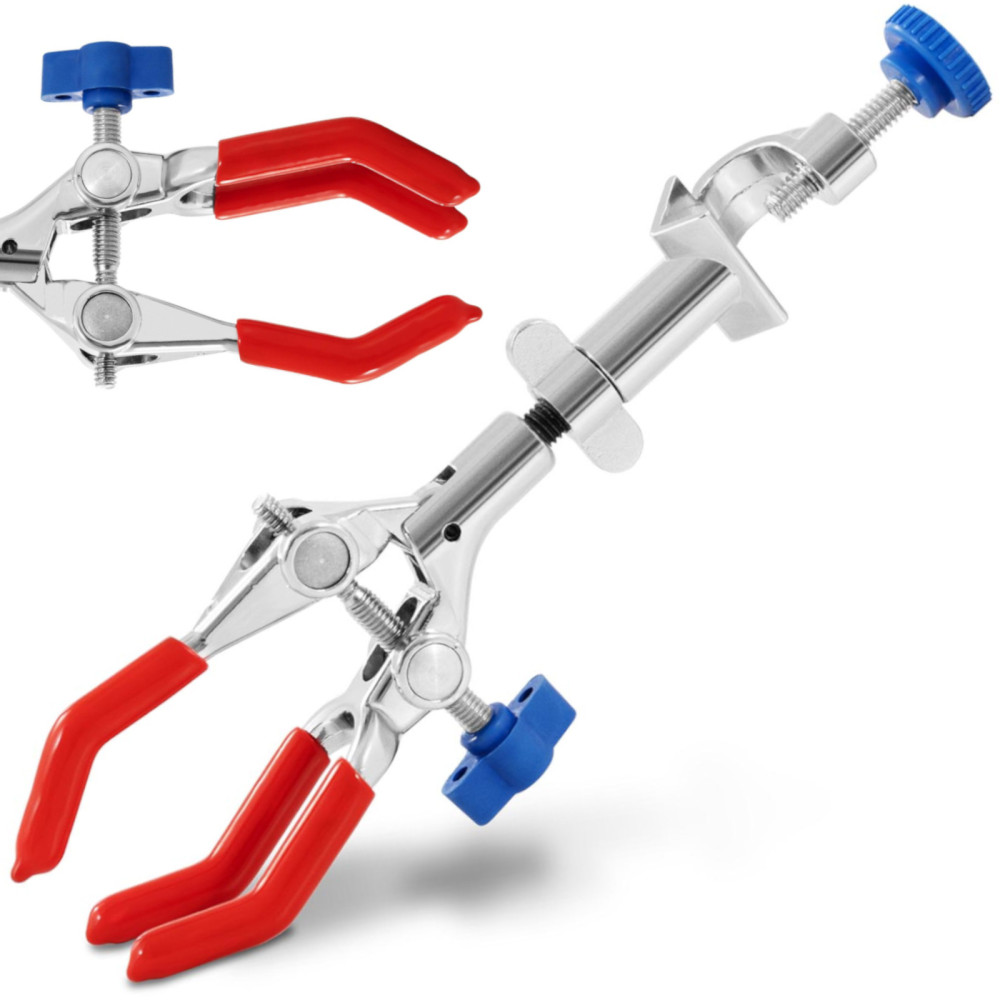 Pince de laboratoire pour ballons réfrigérants à 3 doigts avec un serre-joint de 200 mm.