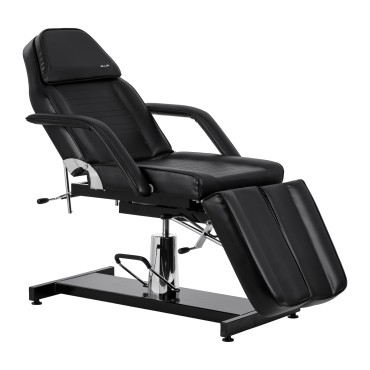 Hydraulische pedicure schoonheidstoel Sillon 210 met schommel- en gesplitste voetsteun zwart — zijaanzicht