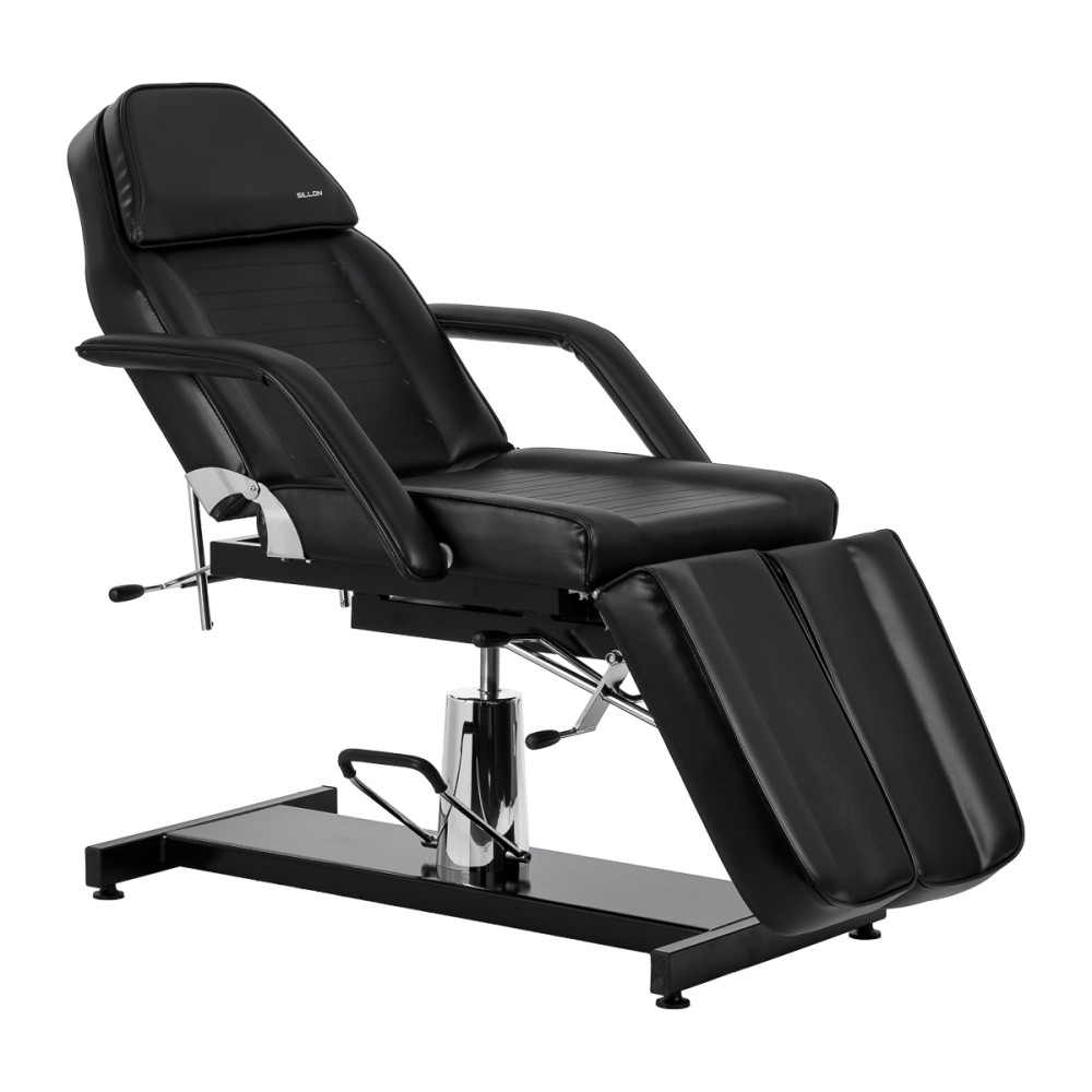 Hydraulic pedicure beauty chair Sillon 210 with rocking function and split footrest black — side view