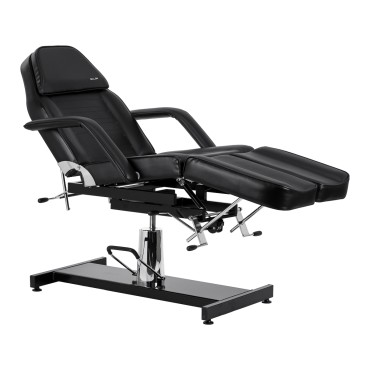 Hydraulic pedicure beauty chair Sillon 210 with rocking function and split footrest black — side view