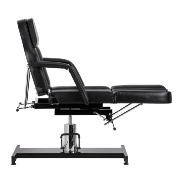 Hydraulické pedikérske kreslo Sillon 210 s hojdacou funkciou a deleným podnožkom čierne — bočný pohľad