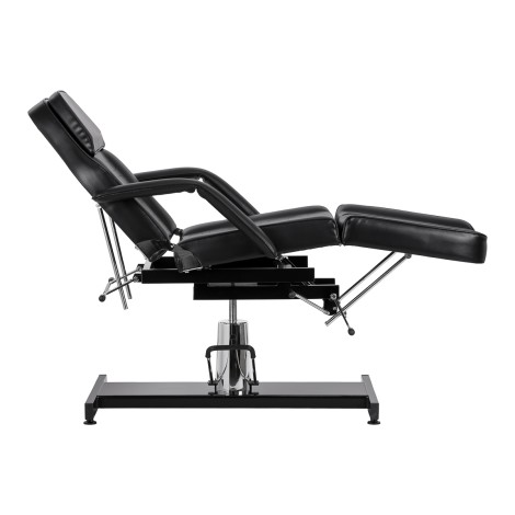 Hydraulic pedicure beauty chair Sillon 210 with rocking function and split footrest black — side view