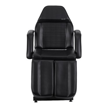 Sillon 210 hidraulikus pedikűr széke hintafunkcióval és osztott lábtartóval, fekete — elölnézet