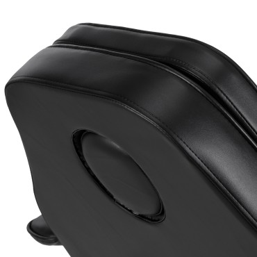 Fauteuil de pédicure hydraulique Sillon 210 avec fonction bascule et repose-pieds séparé noir — gros plan dossier