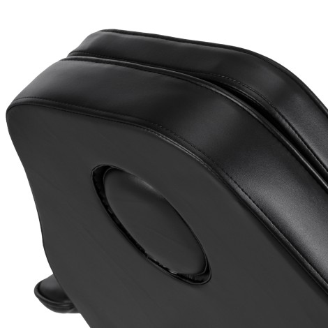 Hydraulic pedicure beauty chair Sillon 210 with rocking function and split footrest black — close-up of the backrest