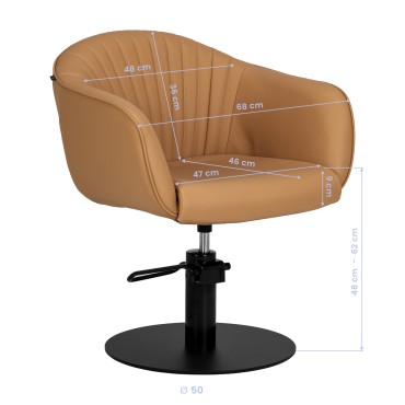 Frizerska stolica Gabbiano Copenhagen smeđa — pogled sprijeda