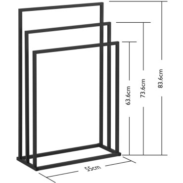 Rack Hanger na 3 brisače Free-stoječega jekla 55 x 21,5 x 84 cm temno siva
