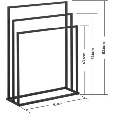 Stand Hanger na 3 brisače Free-stoječega jekla 65 x 21.5 x 84 cm temno siva