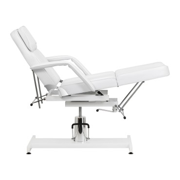 Hidravlični kozmetični stol Sillon 210 z gugalnikom, bel — stranski pogled