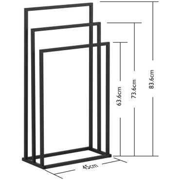 Stand Obešalnik na 3 brisače Free-stoječega jekla 45 x 21,5 x 84 cm temno siva