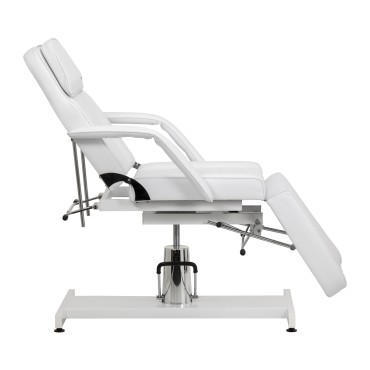 Hydraulic cosmetic chair Sillon 210 with cradle white — side view