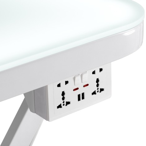 Table électrique de toilettage P4W 3 avec éclairage, blanche — gros plan commandes