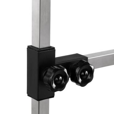 Electric grooming table P4W 3 with lighting, white — close-up of the controls